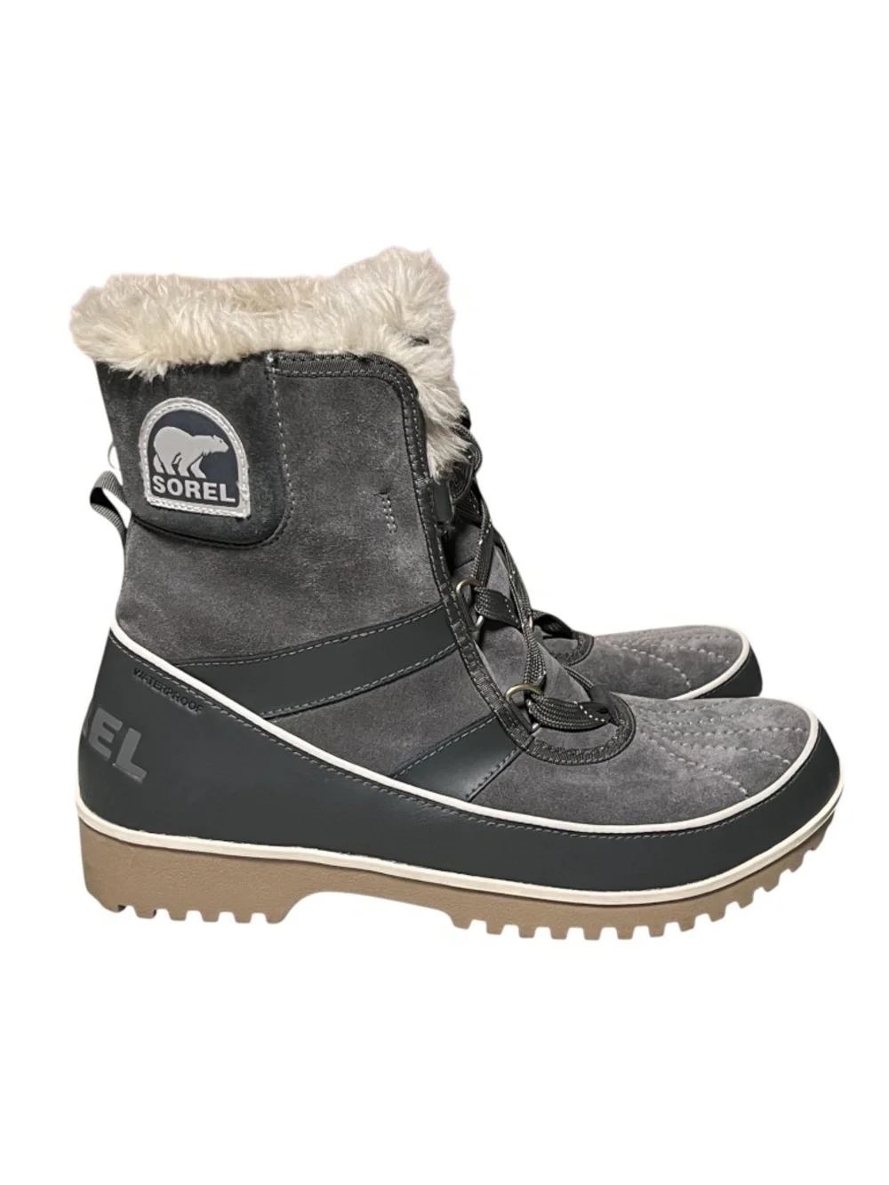 Sorel Tivoli II Waterproof Winter Boots Gray Faux Fur Womens 11
